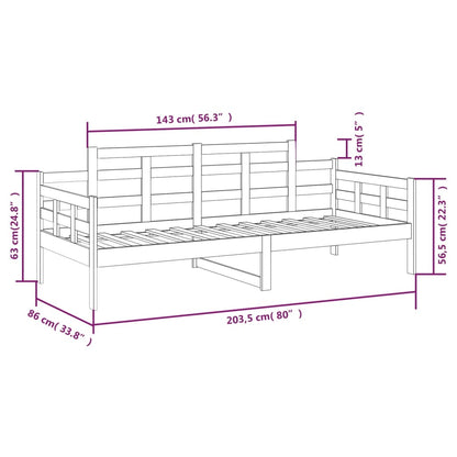 Berkfield Day Bed Black Solid Wood Pine 80x200 cm