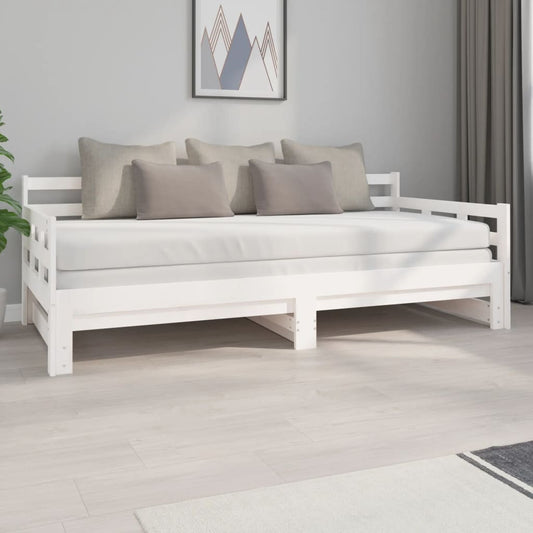 Berkfield Pull-out Day Bed White Solid Wood Pine 2x(90x200) cm