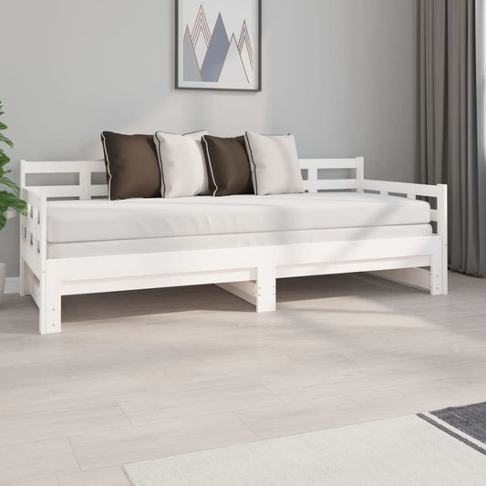 Berkfield Pull-out Day Bed White Solid Wood Pine 2x(80x200) cm