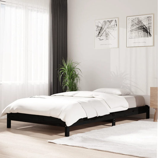 Berkfield Stack Bed Black 90x200 cm Solid Wood Pine