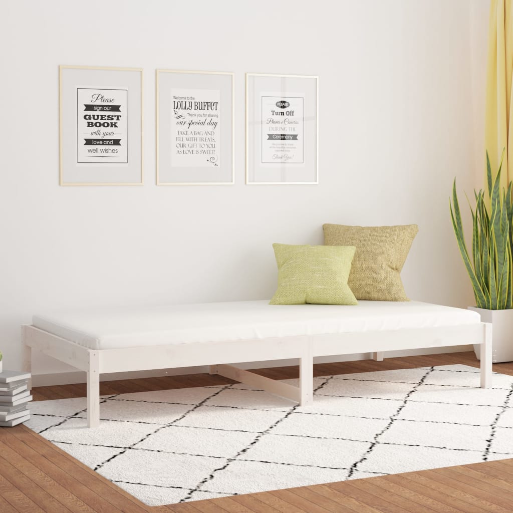 Berkfield Day Bed White 90x200 cm Solid Wood Pine