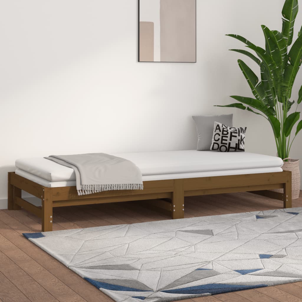Berkfield Pull-out Day Bed Honey Brown 2x(90x200) cm Solid Wood Pine