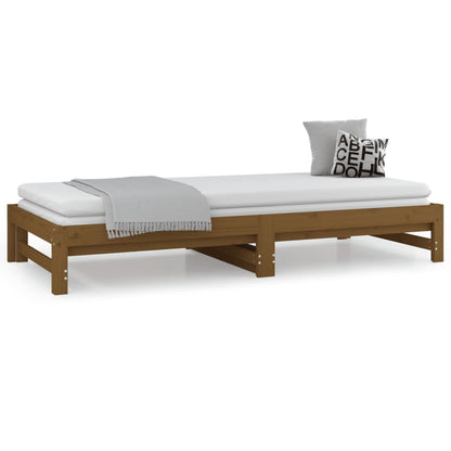 Berkfield Pull-out Day Bed Honey Brown 2x(90x200) cm Solid Wood Pine
