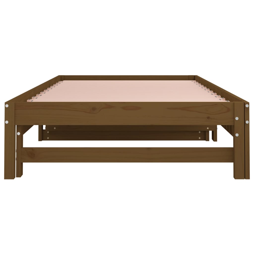 Berkfield Pull-out Day Bed Honey Brown 2x(90x200) cm Solid Wood Pine