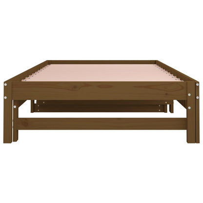 Berkfield Pull-out Day Bed Honey Brown 2x(90x200) cm Solid Wood Pine