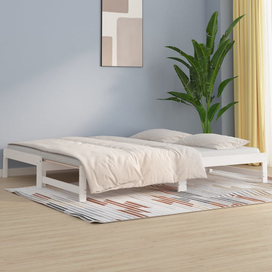 Berkfield Pull-out Day Bed White 2x(80x200) cm Solid Wood Pine