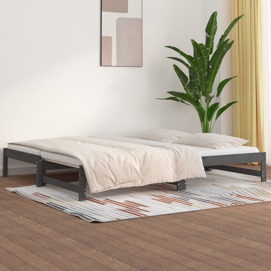 Berkfield Pull-out Day Bed Grey 2x(80x200) cm Solid Wood Pine