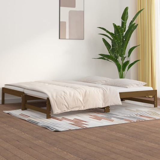 Berkfield Pull-out Day Bed Honey Brown 2x(80x200) cm Solid Wood Pine