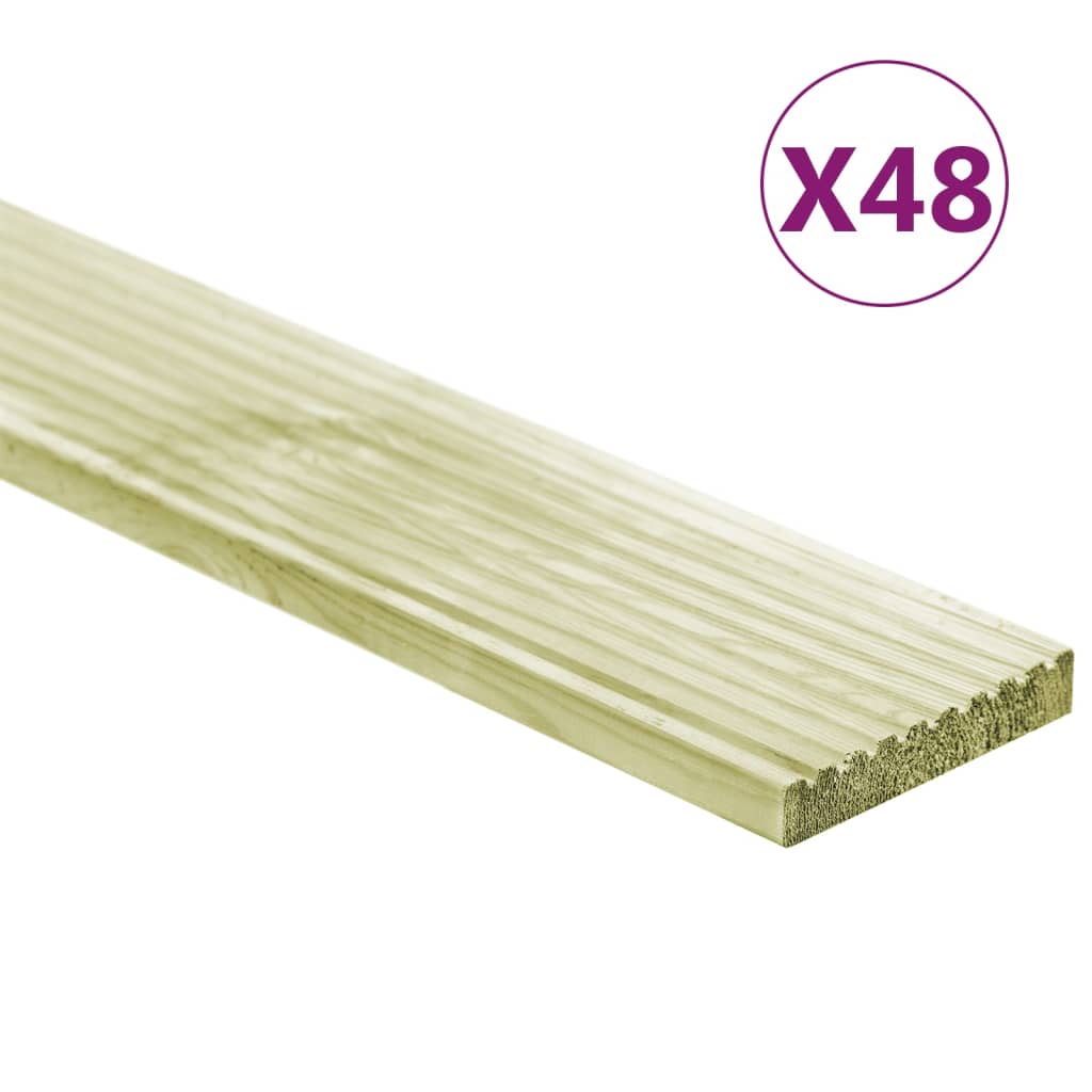 Berkfield Decking Boards 48 pcs 6.96 m�__ 1m Impregnated Solid Wood Pine