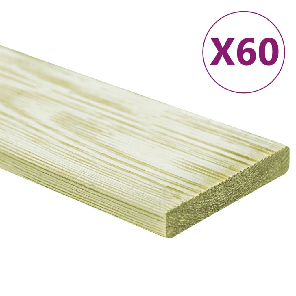 Berkfield Decking Boards 60 pcs 7.2 m�__ 1m Impregnated Solid Wood Pine