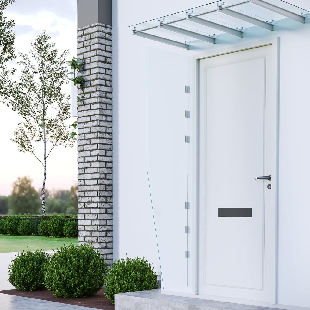 Berkfield 2 Piece Side Panels for Door Canopy Transparent Tempered Glass