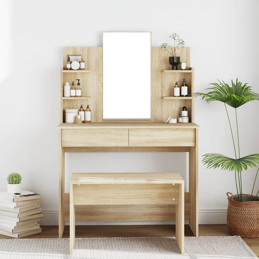 Berkfield Dressing Table with Mirror Sonoma Oak 96x40x142 cm