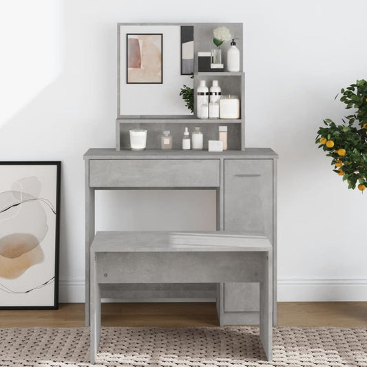 Berkfield Dressing Table with Mirror Concrete Grey 86.5x35x136 cm
