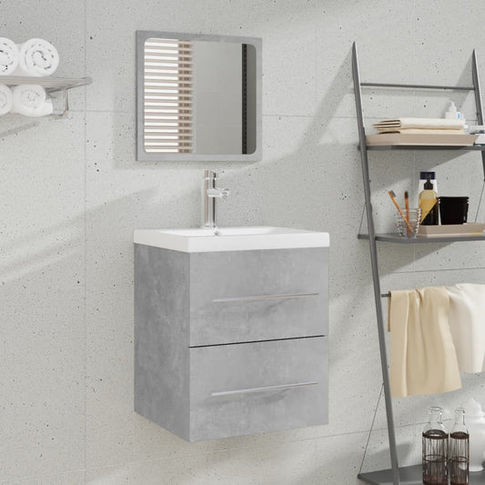 Berkfield Bathroom Cabinet with Mirror Concrete Grey 41x38.5x48 cm Engineered Wood