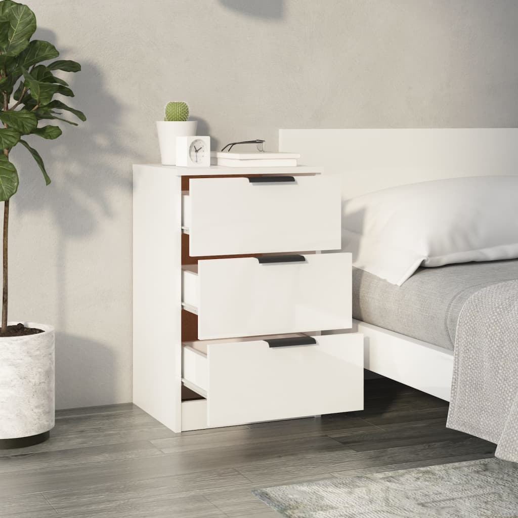 Berkfield Bedside Cabinet High Gloss White 40x36x65 cm
