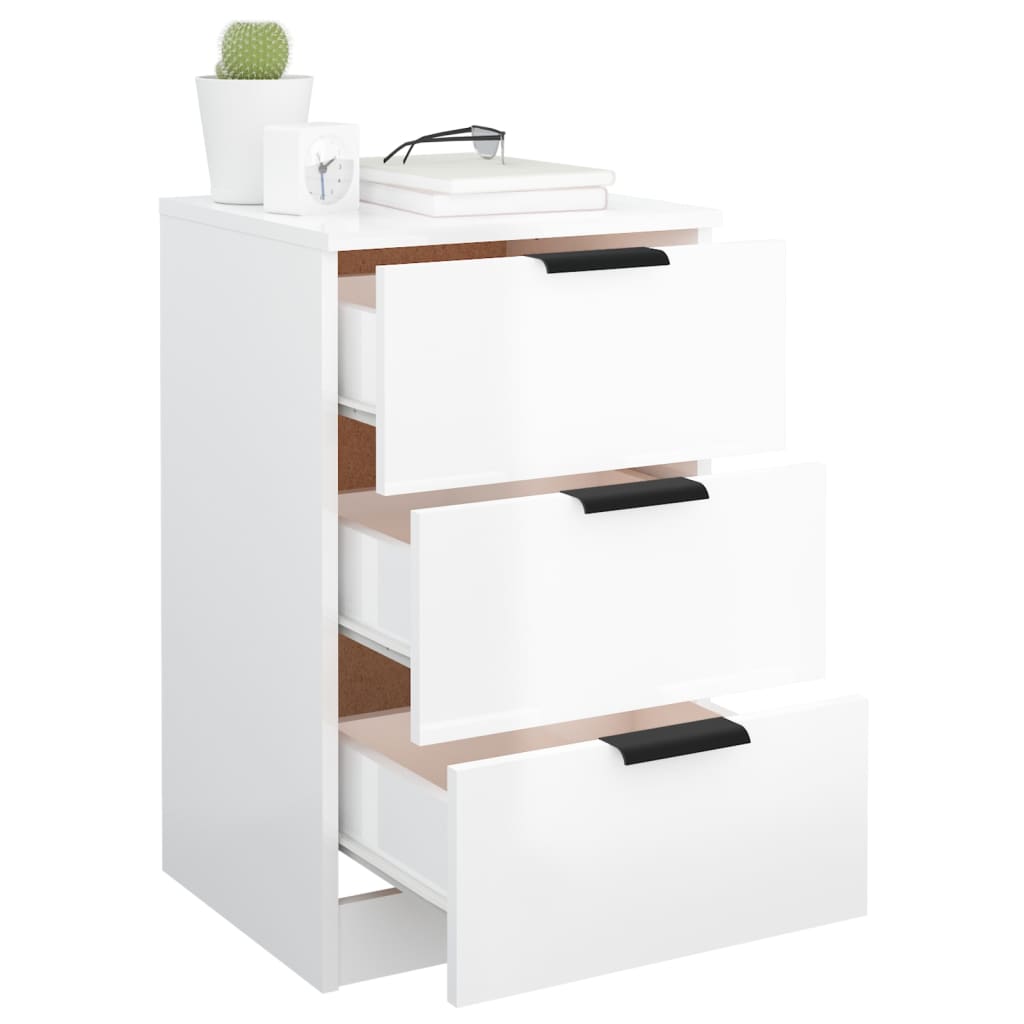 Berkfield Bedside Cabinet High Gloss White 40x36x65 cm