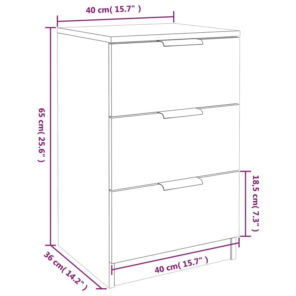 Berkfield Bedside Cabinet High Gloss White 40x36x65 cm