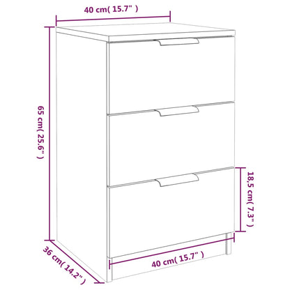 Berkfield Bedside Cabinet High Gloss White 40x36x65 cm