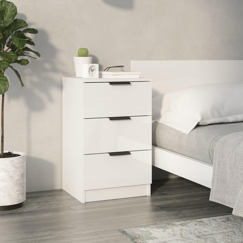 Berkfield Bedside Cabinet High Gloss White 40x36x65 cm