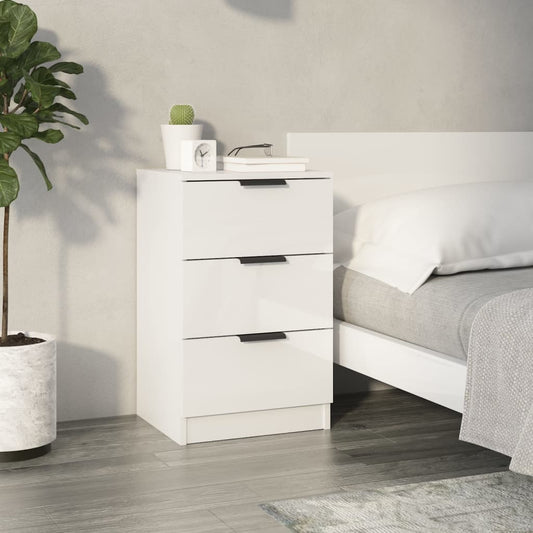 Berkfield Bedside Cabinet High Gloss White 40x36x65 cm