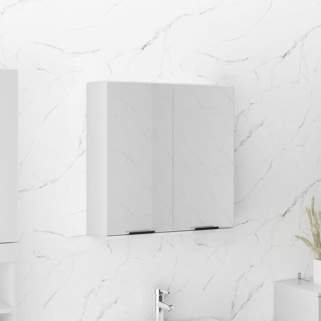 Berkfield Bathroom Mirror Cabinet High Gloss White 64x20x67 cm