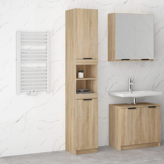 Berkfield Bathroom Cabinet Sonoma Oak 32x34x188.5 cm Engineered Wood