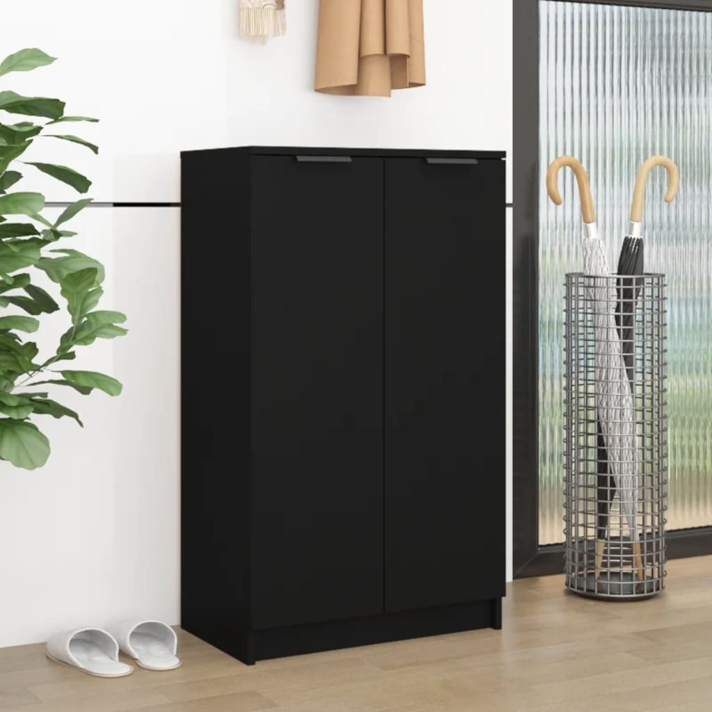 Berkfield Shoe Cabinet Black 59x35x100 cm Engineered Wood
