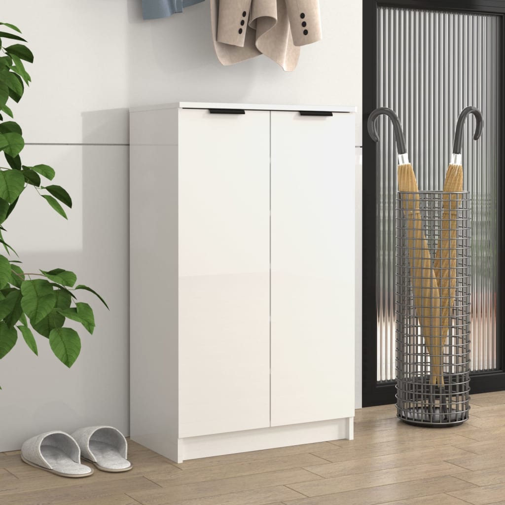 Berkfield Shoe Cabinet High Gloss White 59x35x100 cm Engineered Wood
