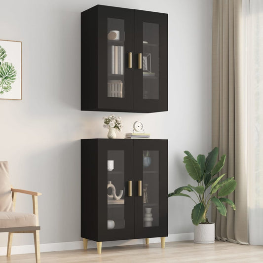 Berkfield Hanging Wall Cabinet Black 69.5x34x90 cm