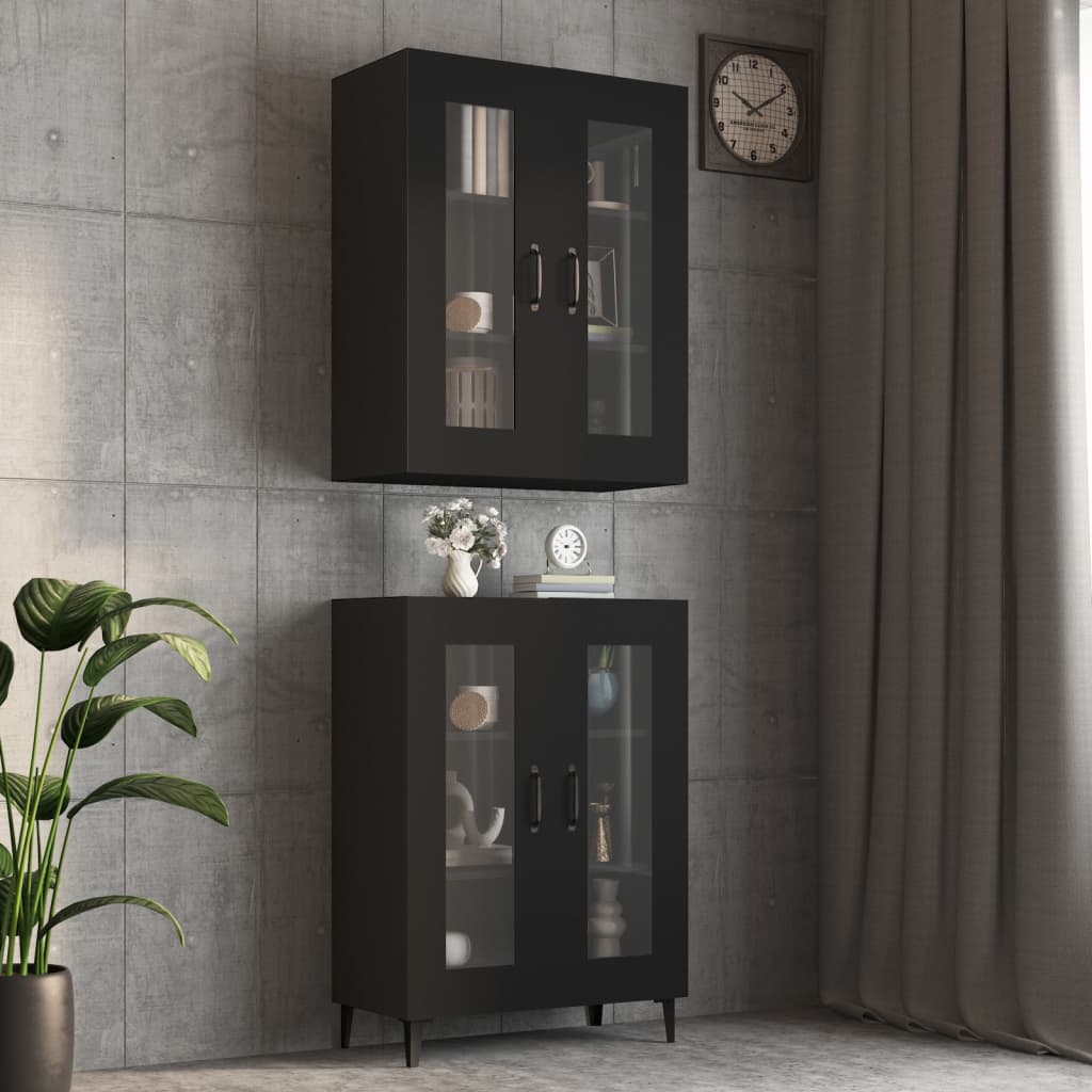Berkfield Hanging Wall Cabinet Black 69.5x34x90 cm