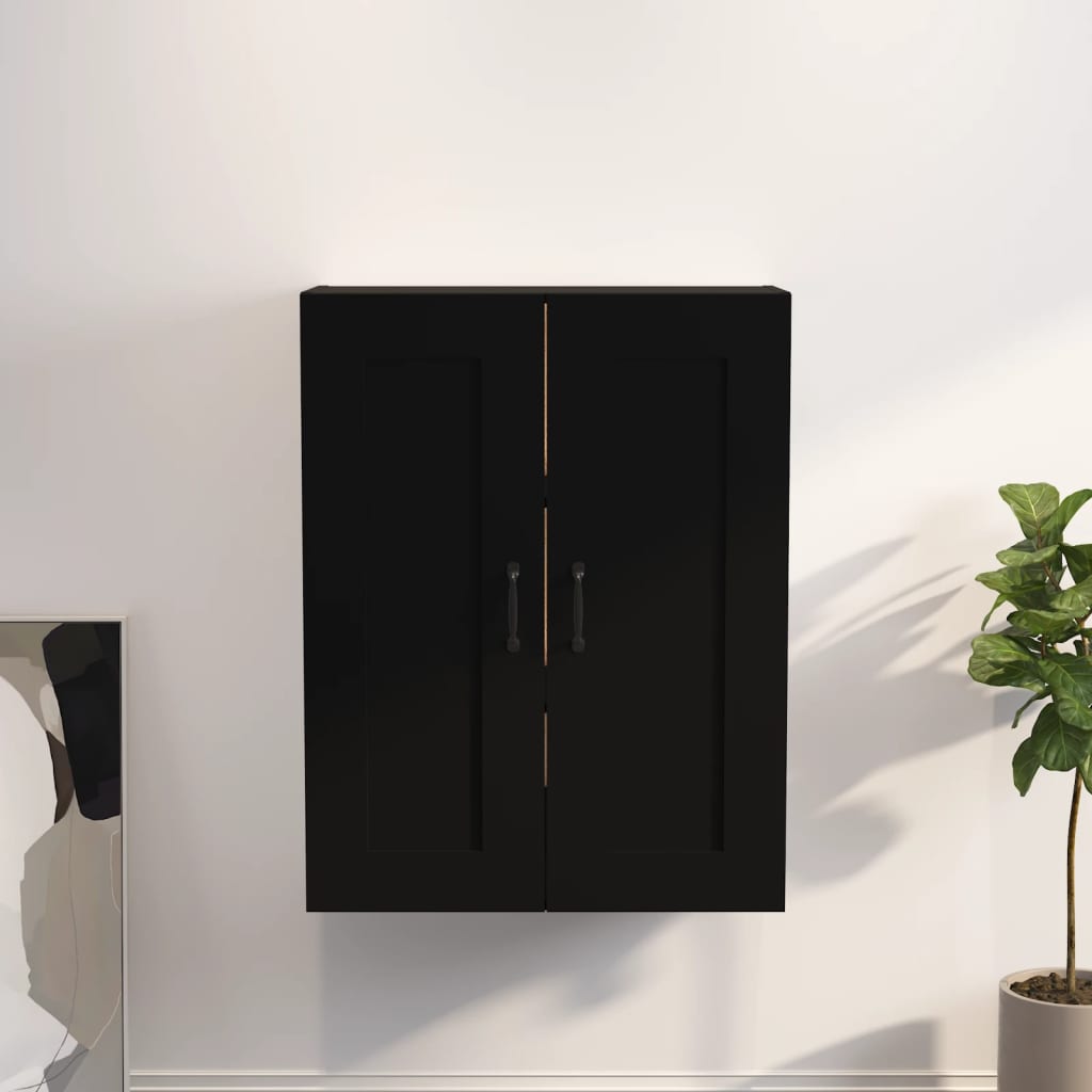 Berkfield Hanging Wall Cabinet Black 69.5x32.5x90 cm