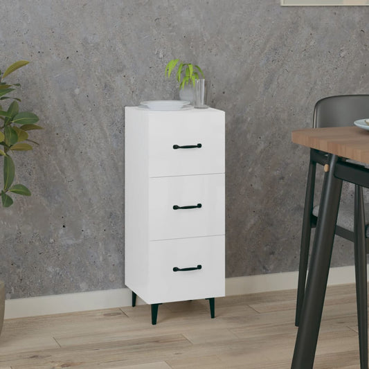 Berkfield Sideboard High Gloss White 34.5x34x90 cm Engineered Wood