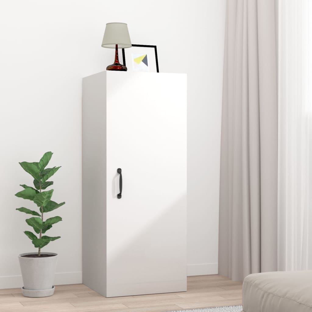 Berkfield Hanging Wall Cabinet High Gloss White 34.5x34x90 cm Engineered Wood