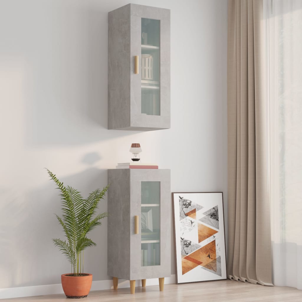 Berkfield Hanging Wall Cabinet Concrete Grey 34.5x34x90cm
