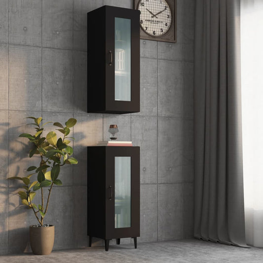 Berkfield Hanging Wall Cabinet Black 34.5x34x90 cm