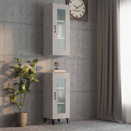 Berkfield Hanging Wall Cabinet Concrete Grey 34.5x34x90cm