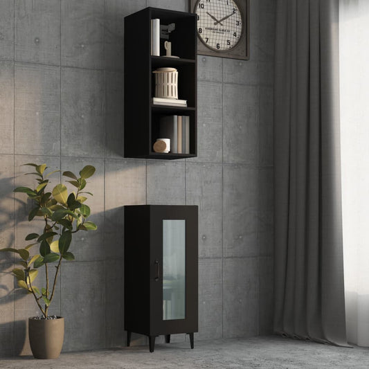 Berkfield Wall Cabinet Black 34.5x32.5x90 cm Engineered Wood