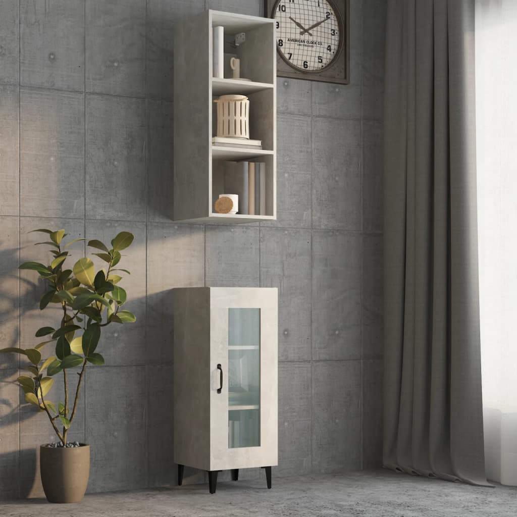 Berkfield Wall Cabinet Concrete Grey 34.5x32.5x90 cm Engineered Wood