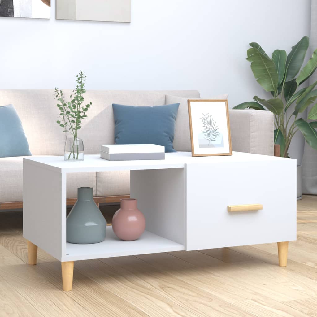 Berkfield Coffee Table White 89,5x50x40 cm Engineered Wood
