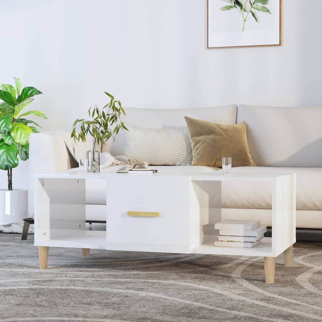 Berkfield Coffee Table High Gloss White 102x50x40 cm Engineered Wood