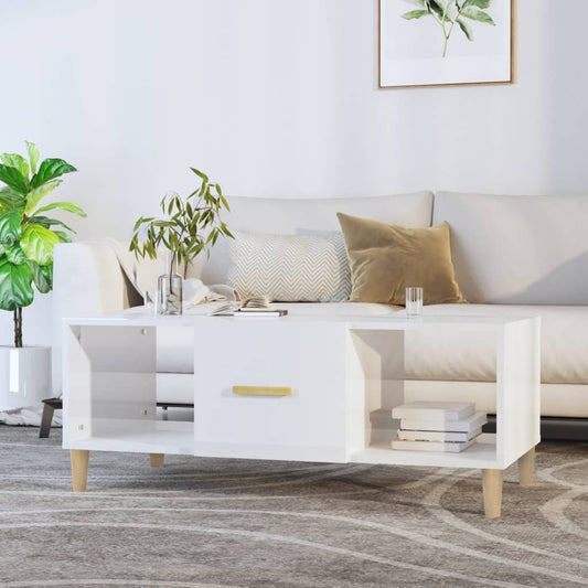 Berkfield Coffee Table High Gloss White 102x50x40 cm Engineered Wood