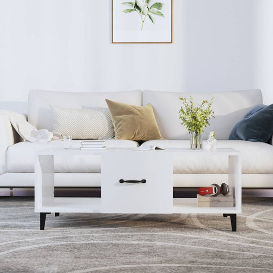 Berkfield Coffee Table High Gloss White 102x50x40 cm Engineered Wood