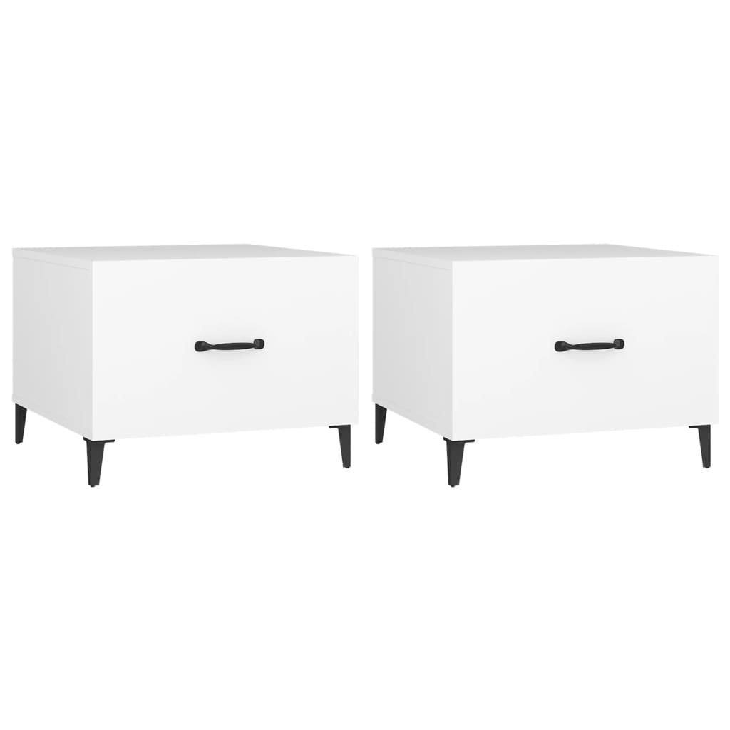 Berkfield Coffee Table with Metal Legs 2 pcs White 50x50x40 cm