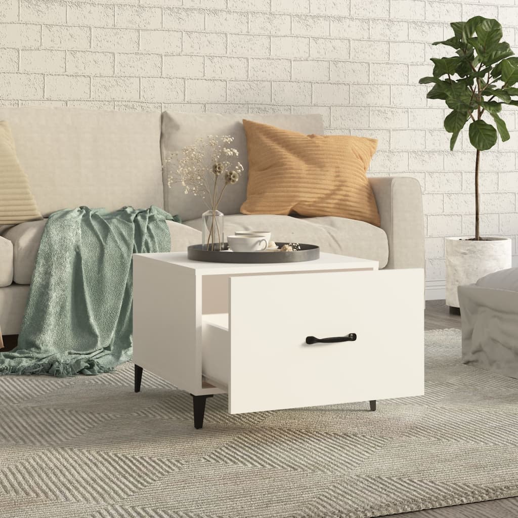 Berkfield Coffee Table with Metal Legs 2 pcs White 50x50x40 cm