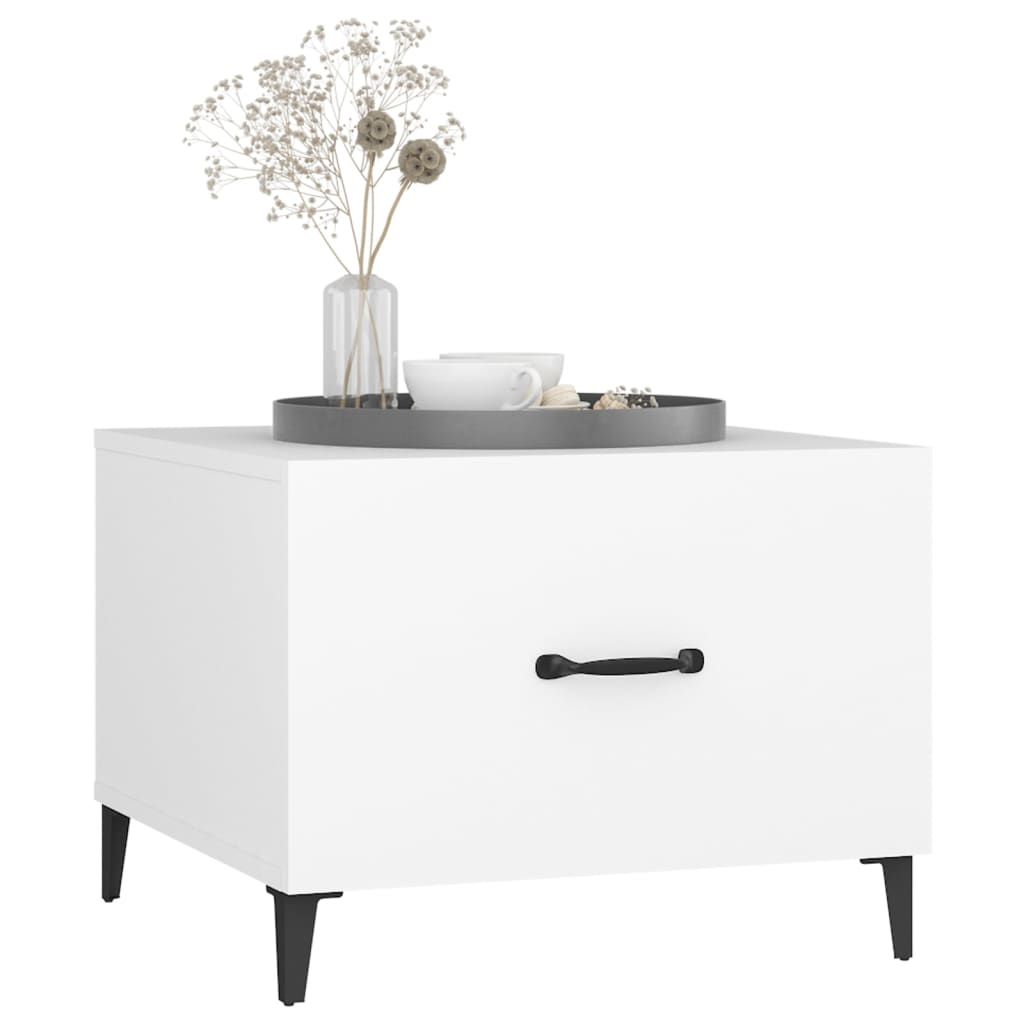 Berkfield Coffee Table with Metal Legs 2 pcs White 50x50x40 cm