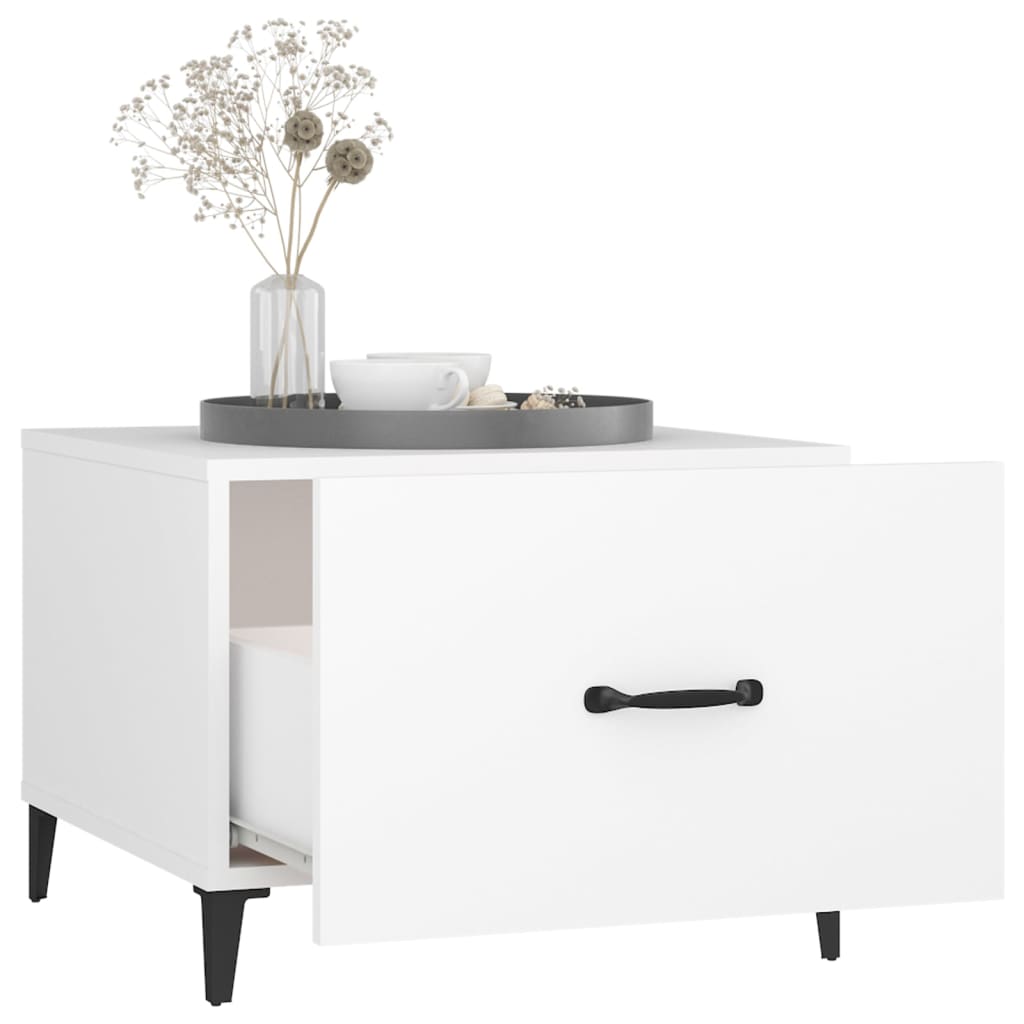 Berkfield Coffee Table with Metal Legs 2 pcs White 50x50x40 cm
