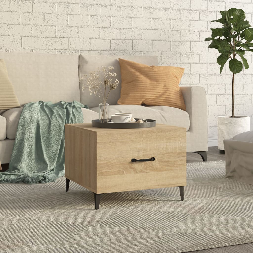 Berkfield Coffee Table with Metal Legs Sonoma Oak 50x50x40 cm