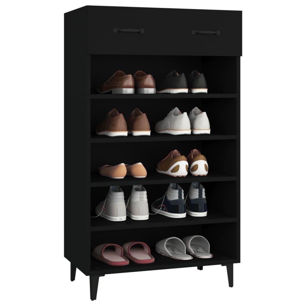 Berkfield Shoe Cabinet Black 60x35x105 cm Engineered Wood
