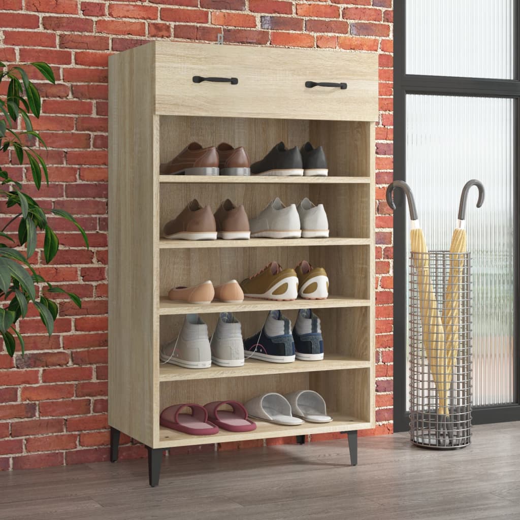 Berkfield Shoe Cabinet Sonoma Oak 60x35x105 cm Engineered Wood