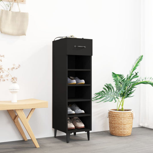 Berkfield Shoe Cabinet Black 30x35x105 cm Engineered Wood